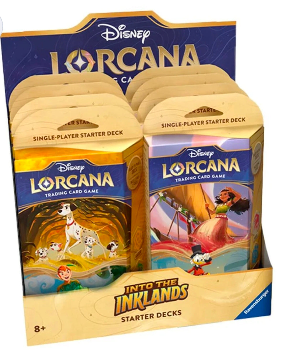 Disney Lorcana Into The Inklands Starter Deck Display - 8 starter decks, includes 8 booster packs!