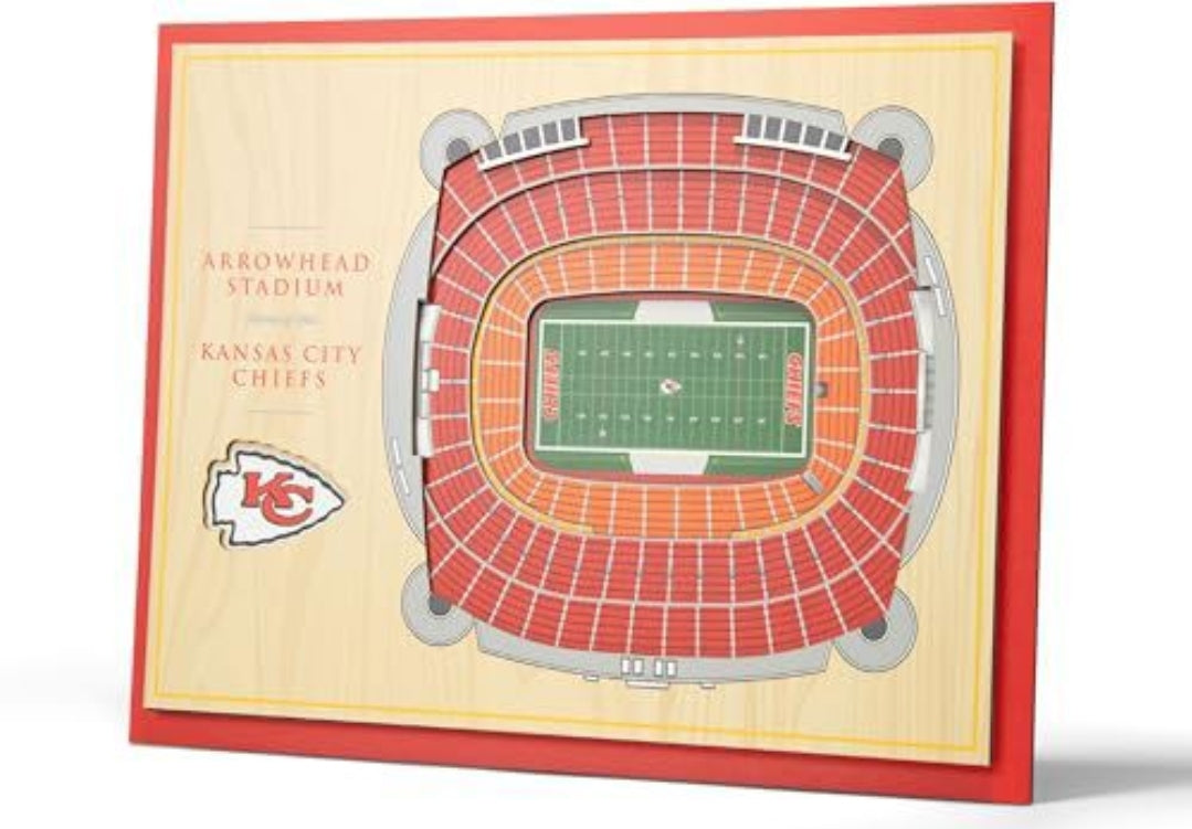 NEW! $59.99 on Amazon Kansas City Chiefs YouTheFan NFL 5-Layer 17 x 13 StadiumViews 3D Wall Art Football