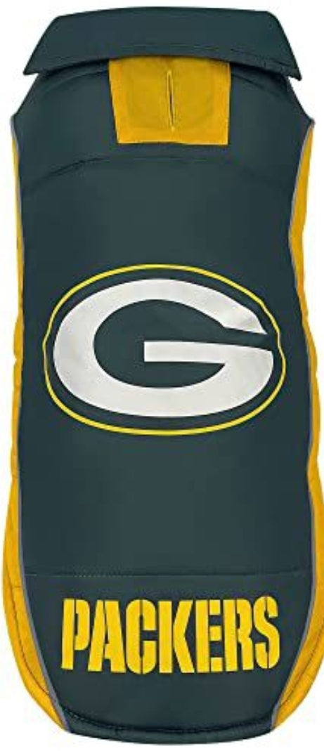 NEW! Dog jersey - compare at $25.99! NFL Green Bay Packers Puffer Vest for Dogs & Cats, Size Medium. Warm, Cozy, and Waterproof Dog Coat, for Small and Large Dogs/Cats. Best NFL Licensed PET Warming Sports Jacket
