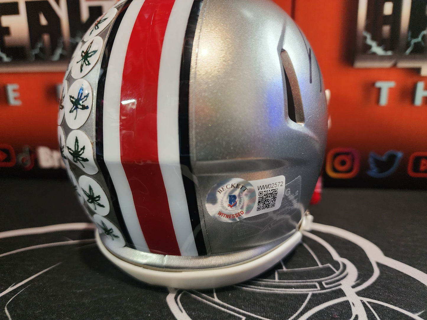 CJ Stroud FLASH Autographed Mini Helmet Ohio State University OSU Texans Beckett COA with visor!