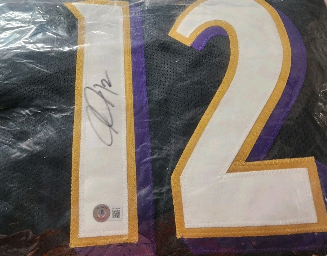 Jacoby Jones Signed Autographed Baltimore Ravens Custom Jersey Beckett COA Black