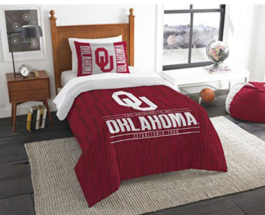 BRAND NEW! Northwest NCAA Oklahoma Sooners Comforter and Sham Set, Twin, Modern Take College Football