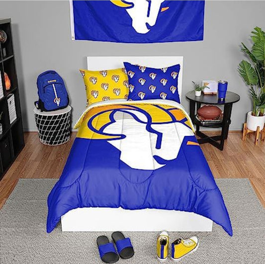 BRAND NEW! $75 on Amazon FOCO Los Angeles Rams NFL Team Color Bed In a Bag Comforter Bedding 3 Piece Twin Set Football