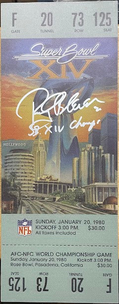 "Rocky Bleier Autographed Large Wood Super Bowl Ticket with Beckett COA - SB Champion Memorabilia" - Autographed Rocky Bleier Super Bowl Ticket with Beckett COA