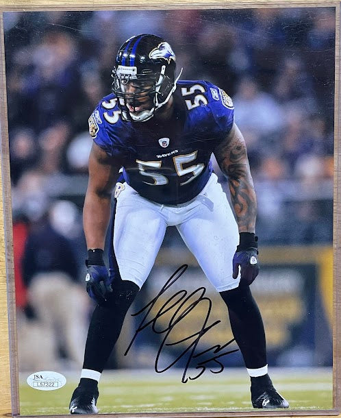 "Terrell Suggs Autographed 8x10 Photo - Baltimore Ravens Hall of Fame Memorabilia with JSA COA"