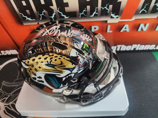Laviska Shenault Chrome Autographed Beckett COA Mini Helmet Jaguars