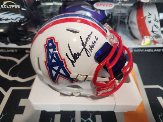Warren Moon Autographed Oilers Titans deluxe mini helmet with visor and clips Beckett COA