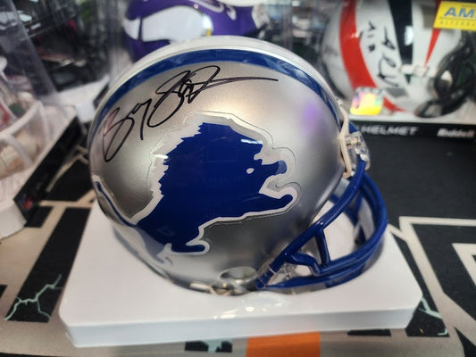 Barry Sanders Autographed Throwback Lions Mini Helmet Schwartz COA