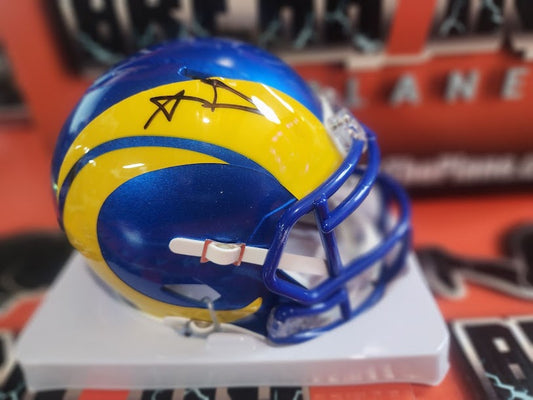 Aaron Donald Auto Rams Mini Helmet Beckett COA