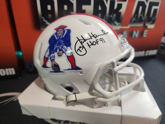 John Hannah Auto Mini Helmet Patriots Tristar COA Hall of Fame