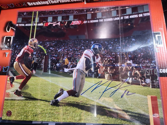 Mario Manningham Autographed 16x20 Photo Giants Leaf COA