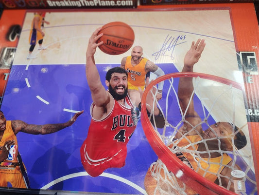 Nikola Mirotic Autographed Basketball 16x20 Photo Bulls JSA COA