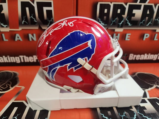 Thurman Thomas Auto Bills Mini Helmet Beckett COA Classic Red