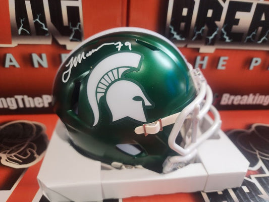 Tony Mandarich Auto Mini Helmet Michigan State Spartans Beckett COA