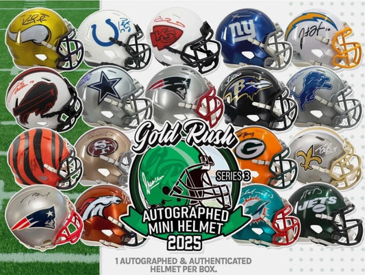 Kickoff Break! Gold Rush 2025 Series 3 FOOTBALL Mini Helmet  | PICK 1 TEAM GET 1 RANDOM TEAM FOR FREE | (Breaks WED 6/18 by 9:00 PM EST. or when full)