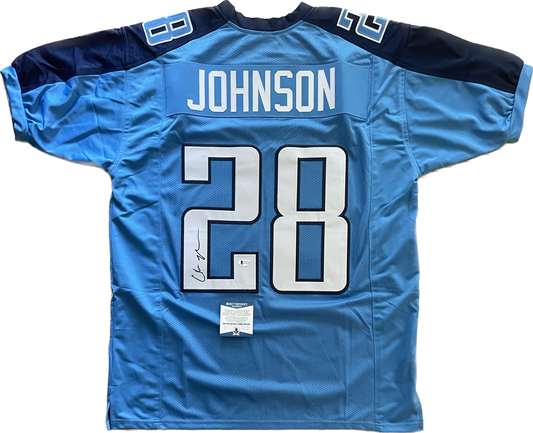 Chris Johnson Autographed Custom Tennessee Titans Jersey with Beckett COA