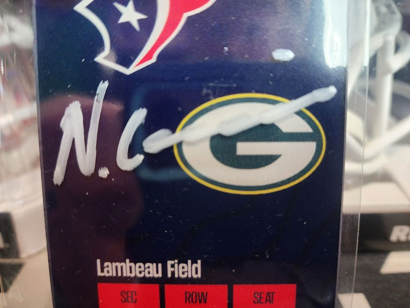 Nico Collins Texans Packers Game Ticket Autographed /10 Beckett COA