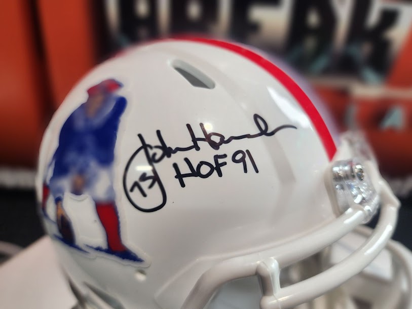 John Hannah Auto Mini Helmet Patriots Tristar COA Hall of Fame