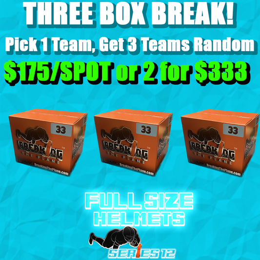 THREE BOX BREAK | BTP FULL SIZE FOOTBALL HELMET SERIES 12! | PICK 1 TEAM GET 3 TEAMS RANDOM | $175/Spot or 2 for $333 *BREAK#DYL847*