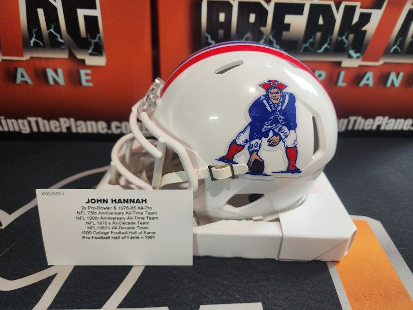 John Hannah Auto Mini Helmet Patriots Tristar COA Hall of Fame