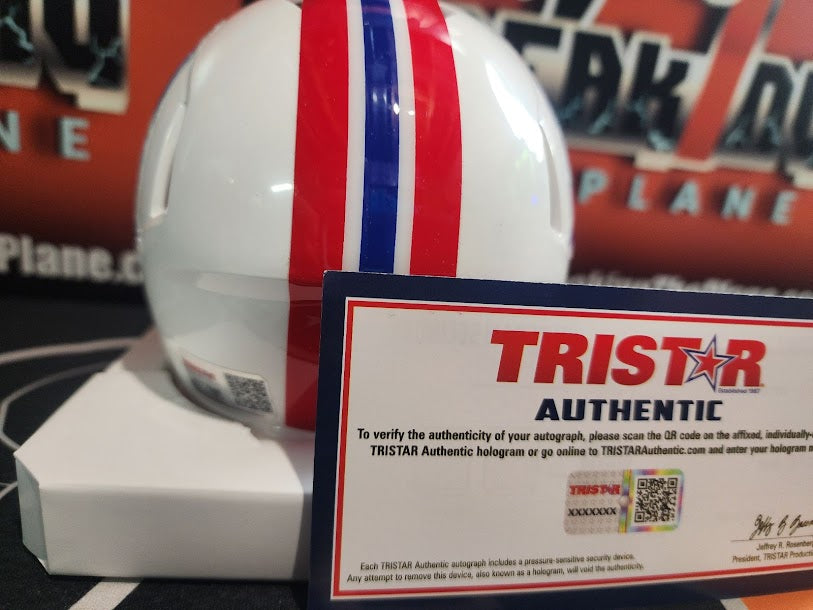 John Hannah Auto Mini Helmet Patriots Tristar COA Hall of Fame