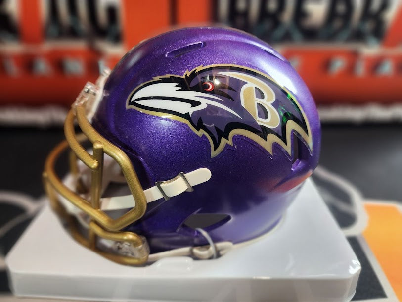 Patrick Queen Auto FLASH Mini Helmet Ravens Beckett COA