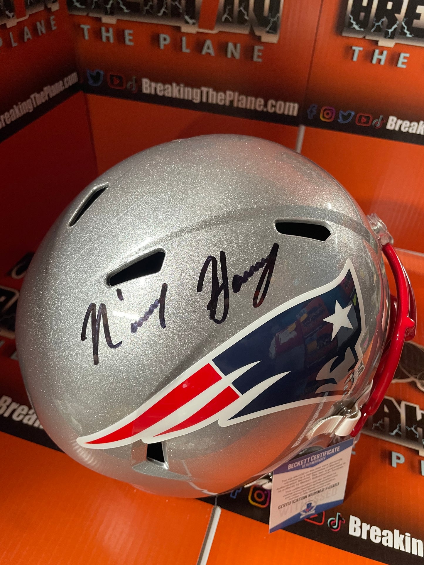 N'keal Harry Autographed Patriots Full Size Helmet With Beckett COA