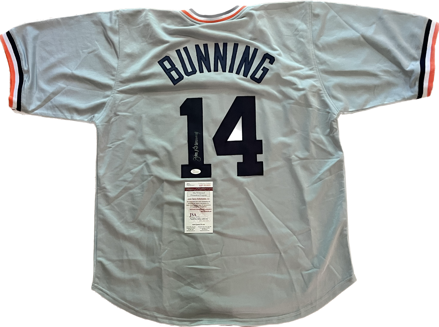 Jim Bunning Autographed Tigers Custom Jersey with JSA COA