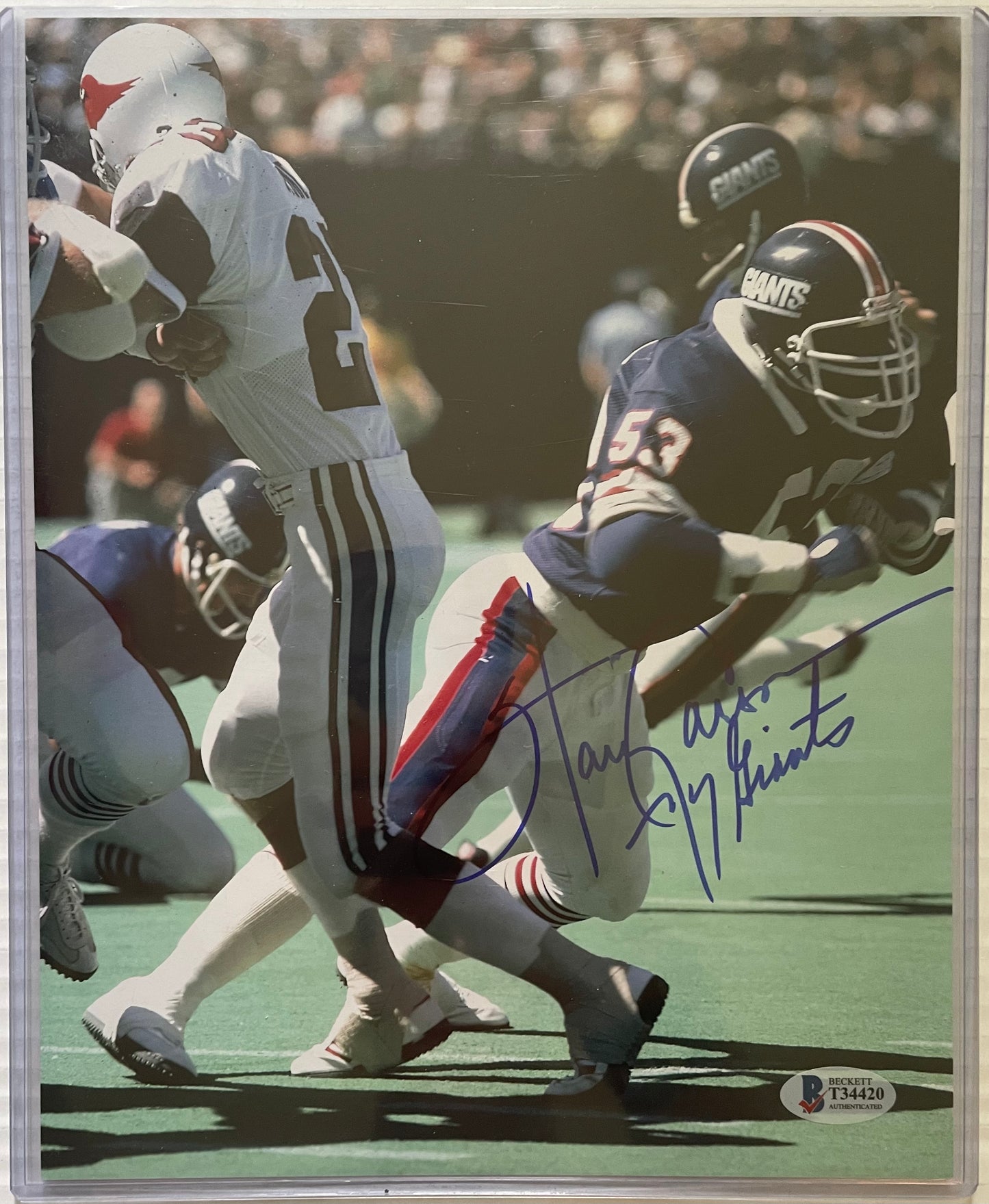 Harry Carson Autographed Giants 8x10 Photo with Beckett COA