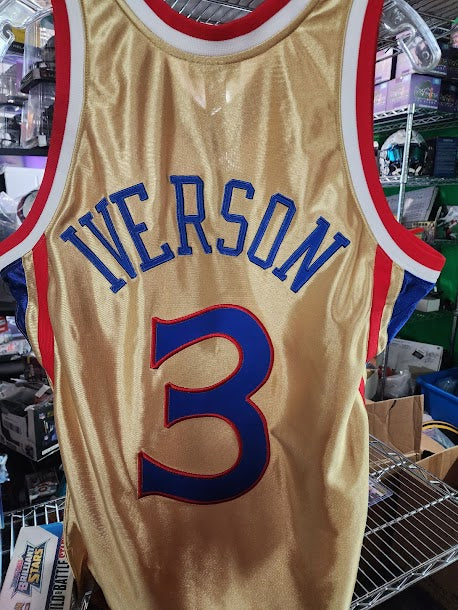 Allen Iverson 76ers Mitchell and Ness Hardwood Classics Basketball Jersey M Unsigned