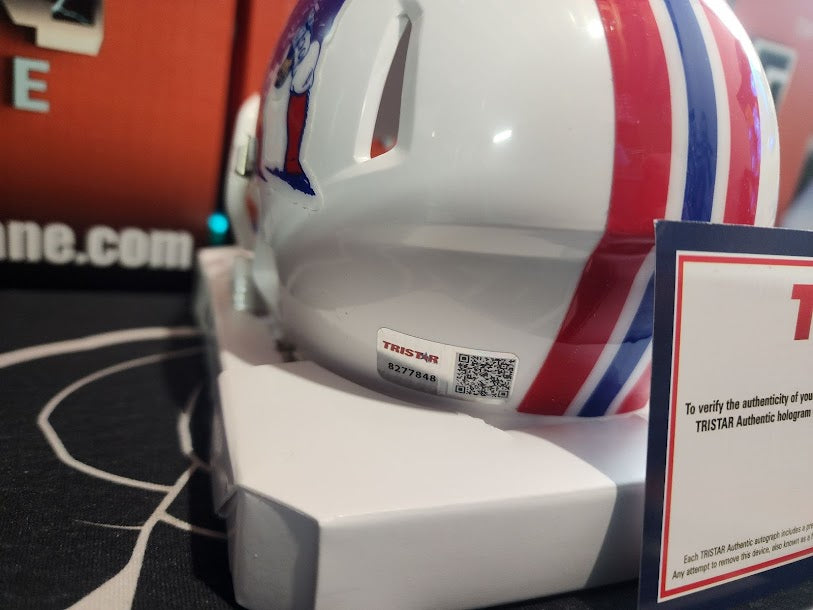 John Hannah Auto Mini Helmet Patriots Tristar COA Hall of Fame