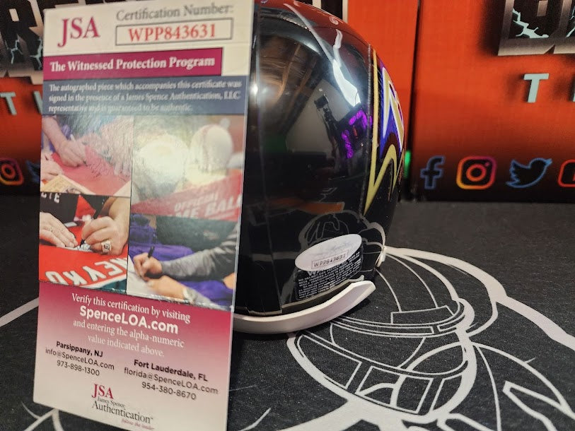Lamar Jackson Autographed JSA COA Mini Helmet Ravens