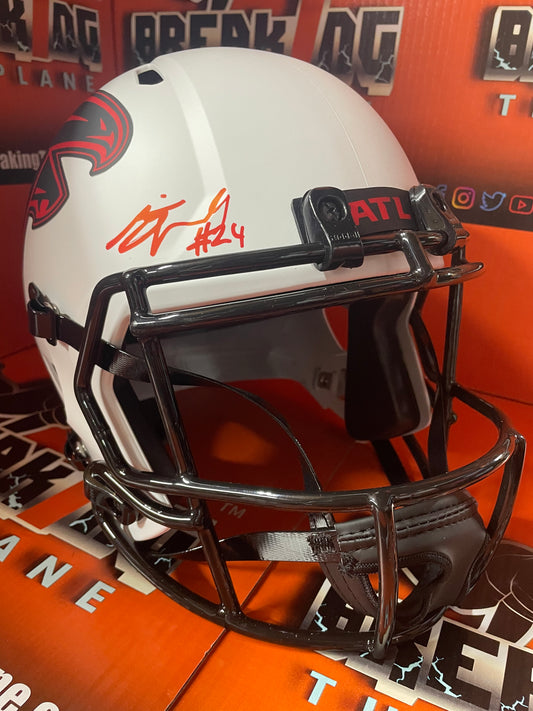 AJ Terrell Autographed Falcons Full Size Helmet with Beckett COA MISSING PADDING