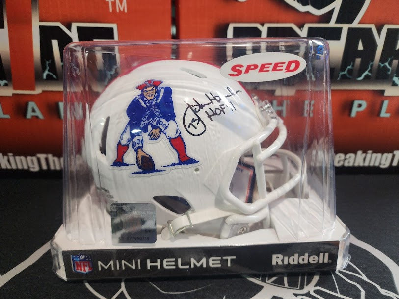 John Hannah Auto Mini Helmet Patriots Tristar COA Hall of Fame