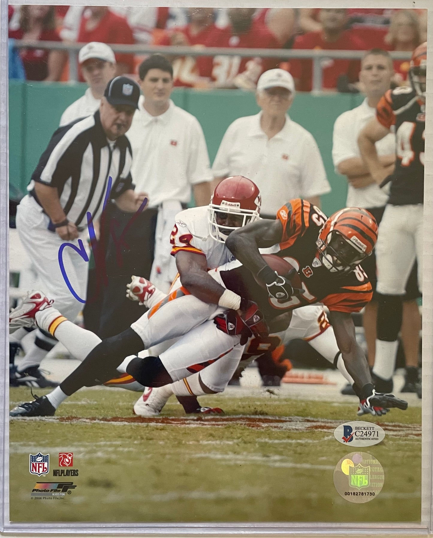 Chad "Ochocinco" Johnson Autographed Bengals 8x10 Photo with Beckett COA