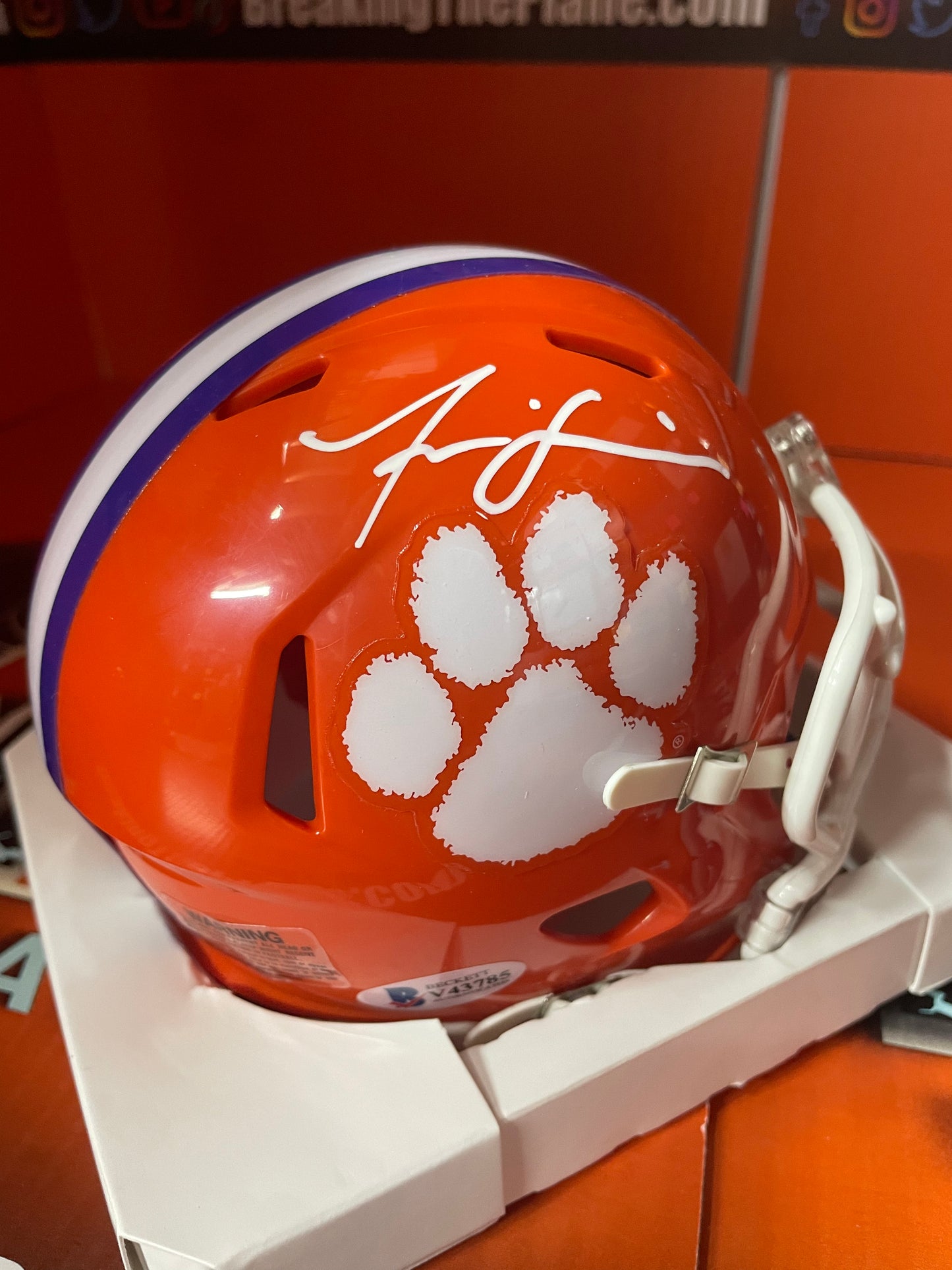 Isaiah Simmons Autographed Clemson Mini Helmet with Beckett COA Broncos