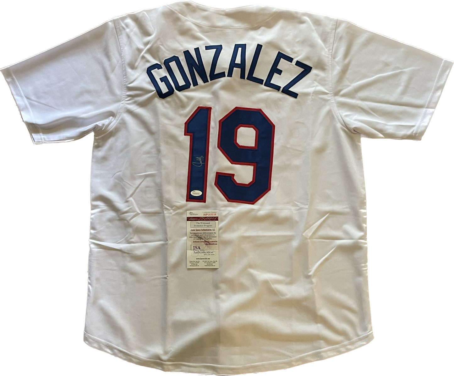 Juan Gonzalez Autographed Rangers Custom Jersey with JSA COA