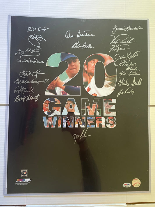 20 Game Winners Multi-Signed Autographed Baseball 16x20 Photo PSA COA