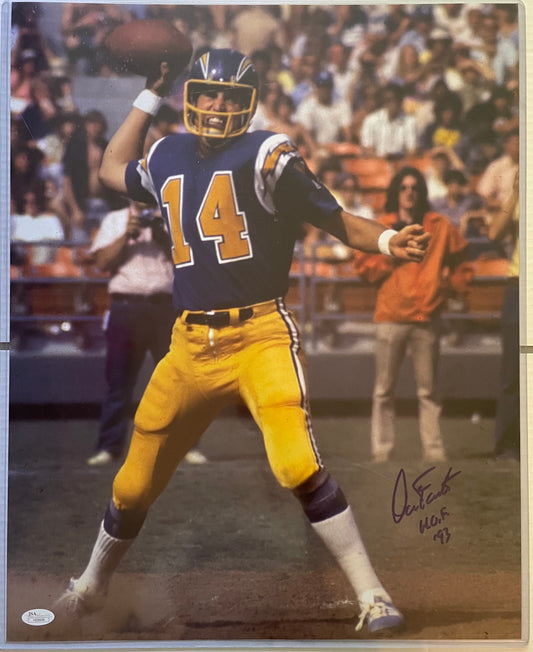 Dan Fouts Chargers Autographed 16x20 Photo "HOF '93" Inscription JSA COA