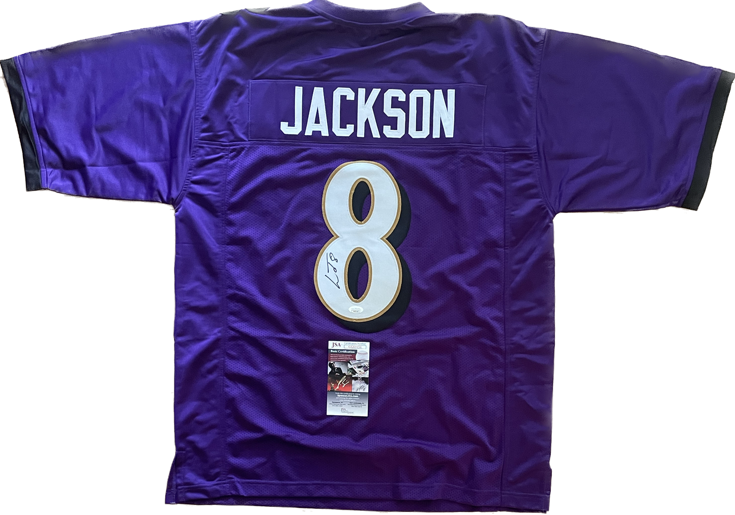 Lamar Jackson Autographed Custom Baltimore Ravens Jersey with JSA COA