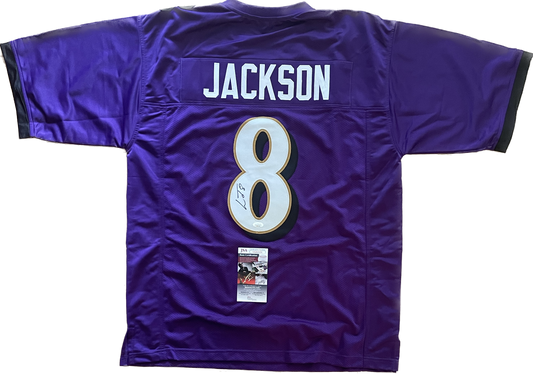 Lamar Jackson Autographed Custom Baltimore Ravens Jersey with JSA COA