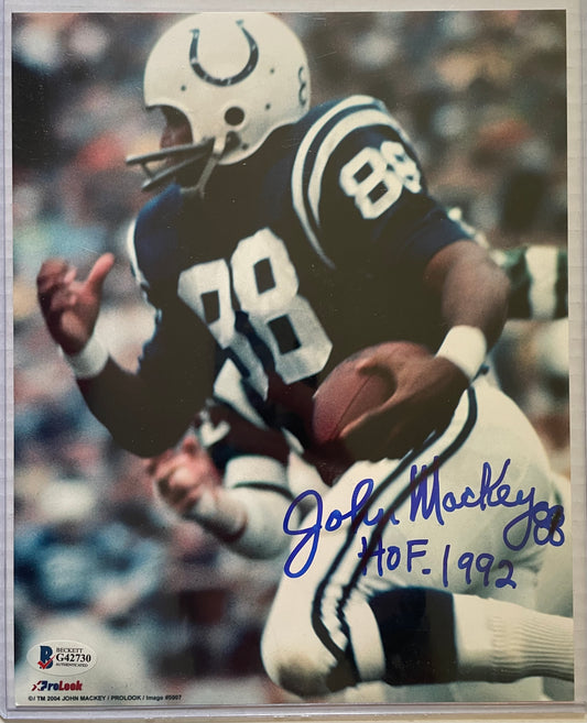 John Mackey Autographed Colts 8x10 Photo with Beckett COA