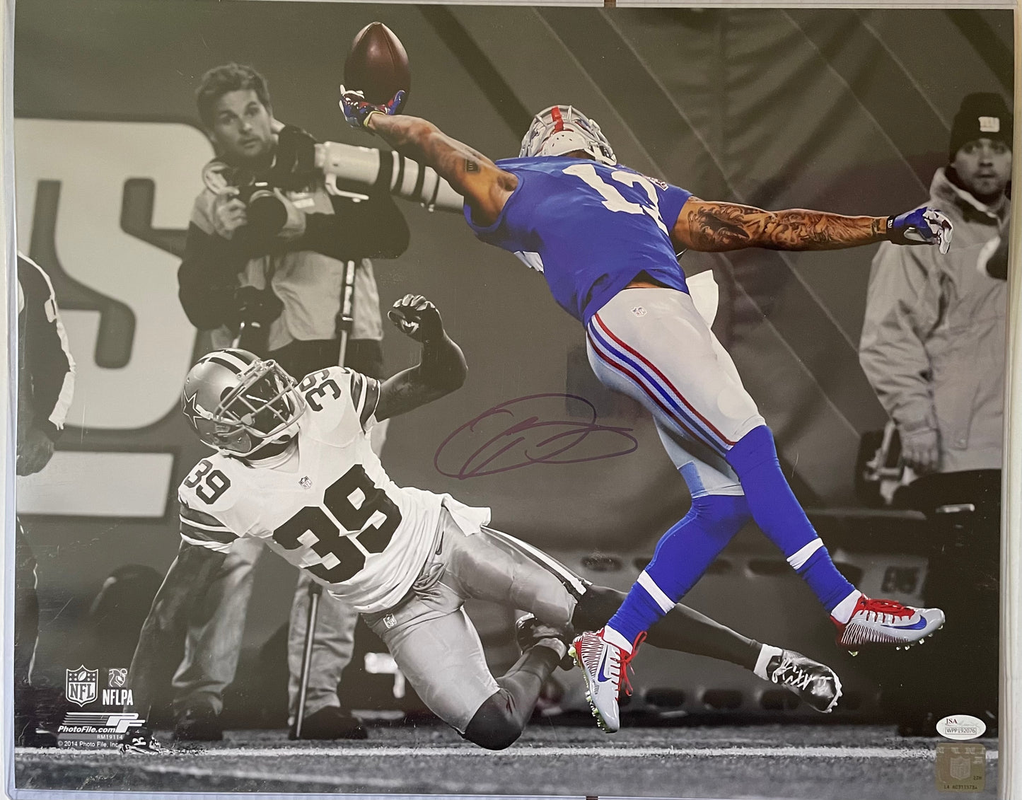 Odell Beckham Jr. Autographed Giants 16x20 Photo with JSA COA