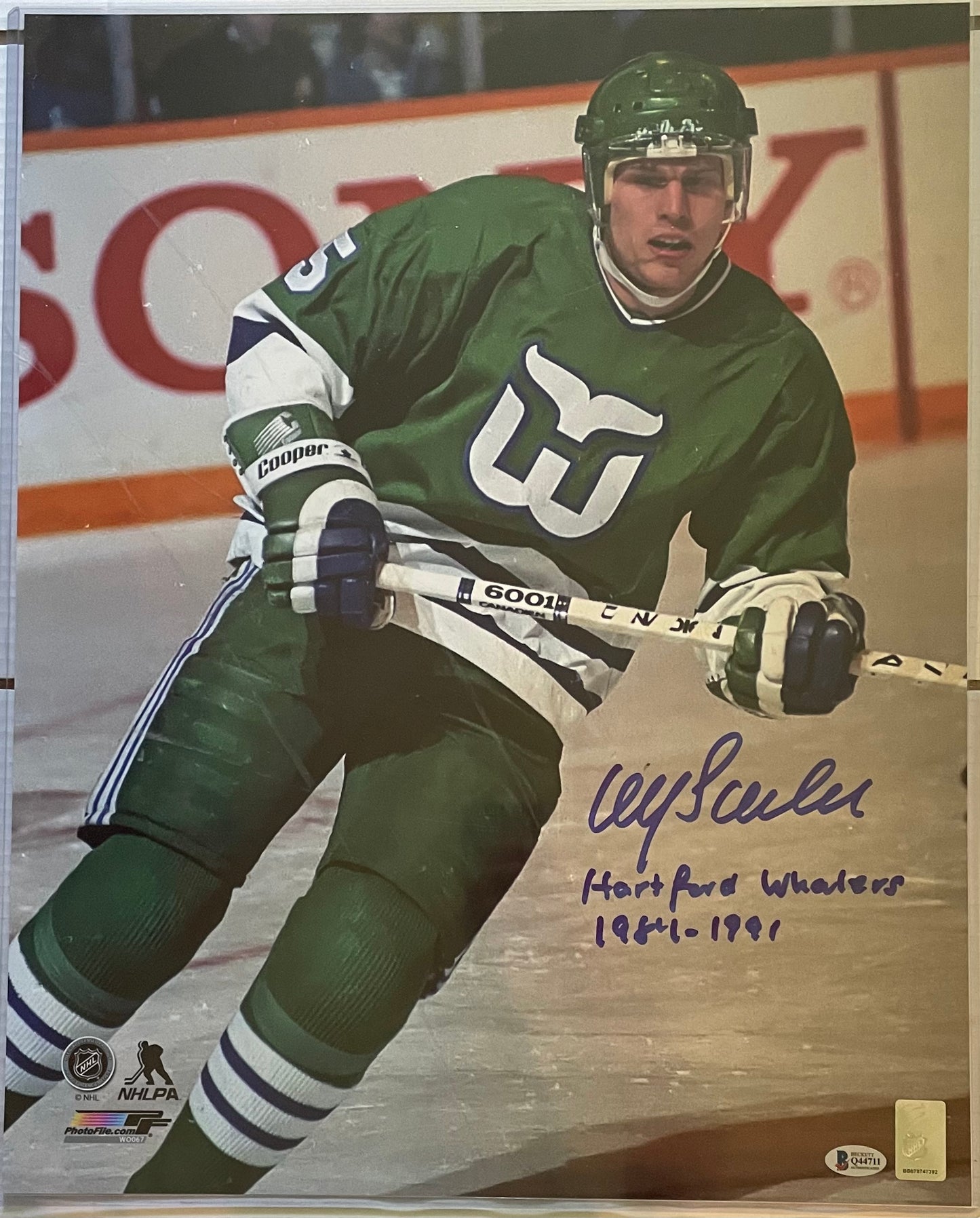 Ulf Samuelsson Whalers Autographed Hockey 16x20 Photo With Beckett COA