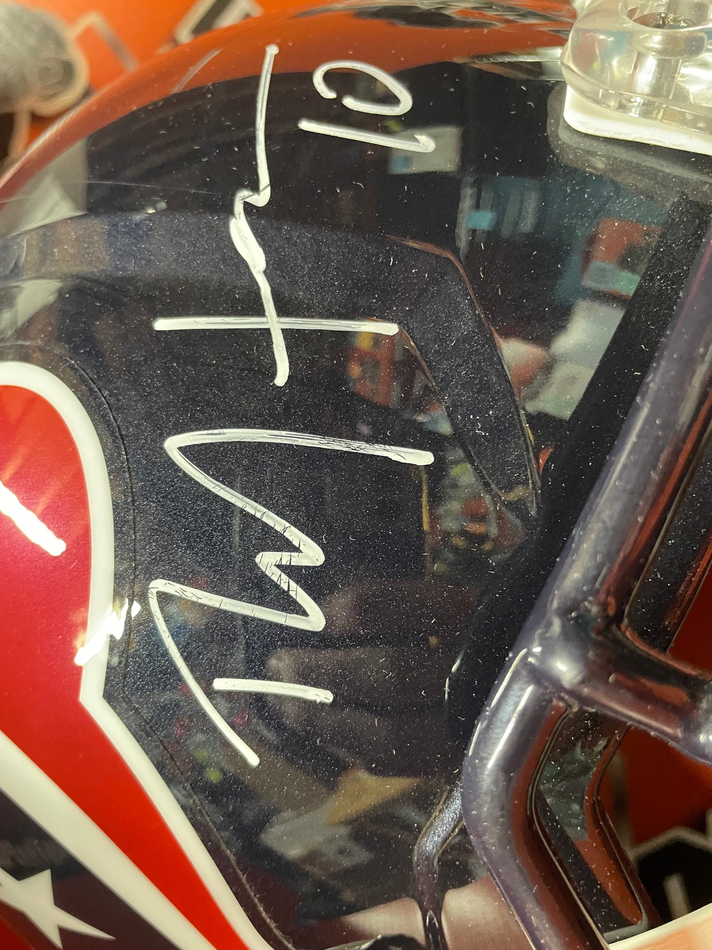 Deandre Hopkins Autographed Texans Full Size Helmet (Scratches) (No Ear Pads) (No Screw in back)