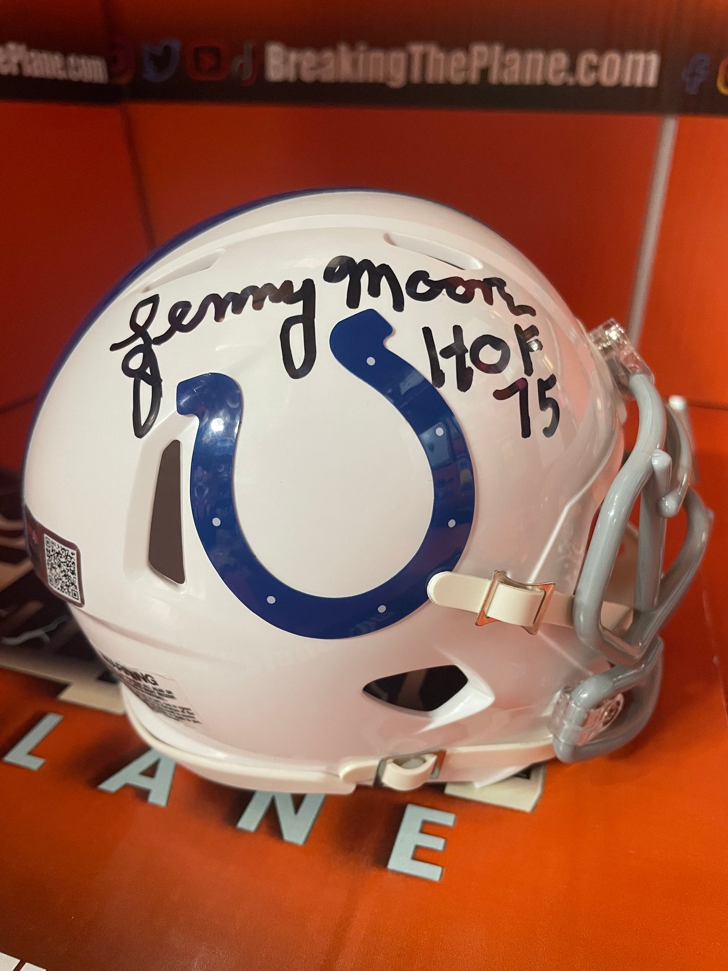 Lenny Moore Autographed Colts Mini Helmet "HOF 75" Tristar COA