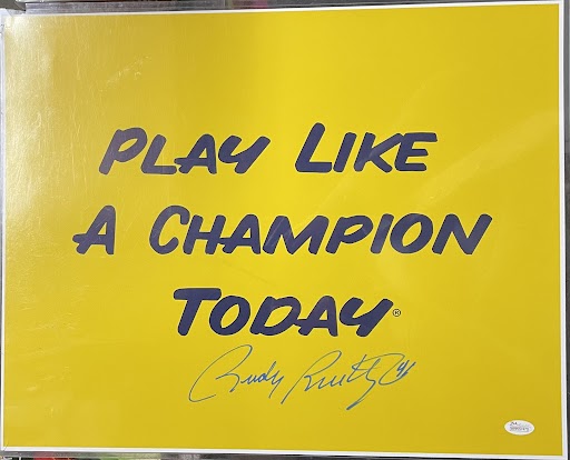 Rudy Ruettiger Notre Dame Fighting Irish "Play Like A Champion Today" 16x20 Autographed Photo College JSA COA