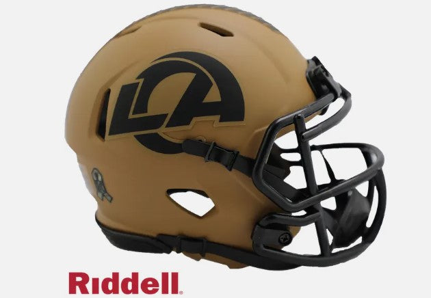 Los Angeles Rams Unsigned Salute to Service Riddell Mini Helmet Shell Included