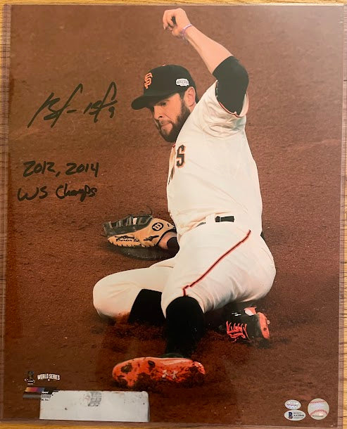 Brandon Belt Autographed 16x20 Photo Beckett COA Giants Inscription