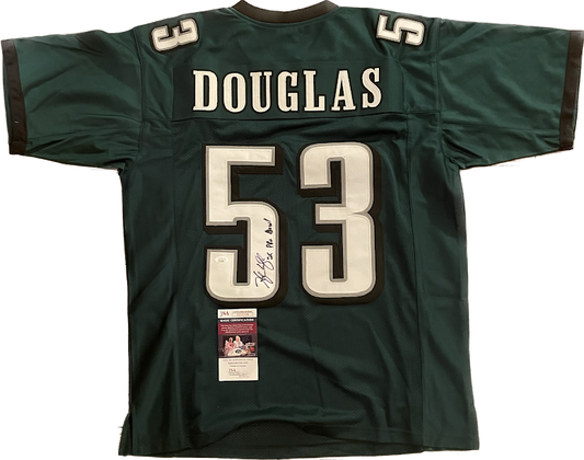 Hugh Douglas Autographed Custom Jersey Eagles JSA COA